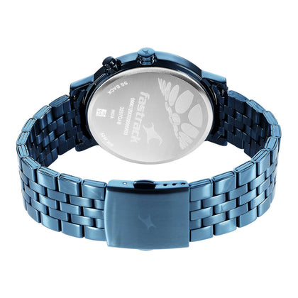 Fastrack Tick Tock Quartz Analog Black Dial Metal Strap Watch for Guys