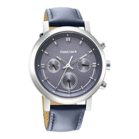 Fastrack Tick Tock Quartz Analog Blue Dial Leather Strap Watch for Guys