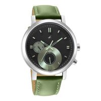 Fastrack Tick Tock Quartz Analog Black Dial Leather Strap Watch for Guys
