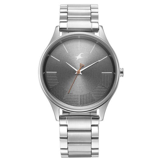 Fastrack Stunners Quartz Analog Grey Dial Metal Strap Watch for Guys