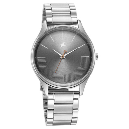 Fastrack Stunners Quartz Analog Grey Dial Metal Strap Watch for Guys
