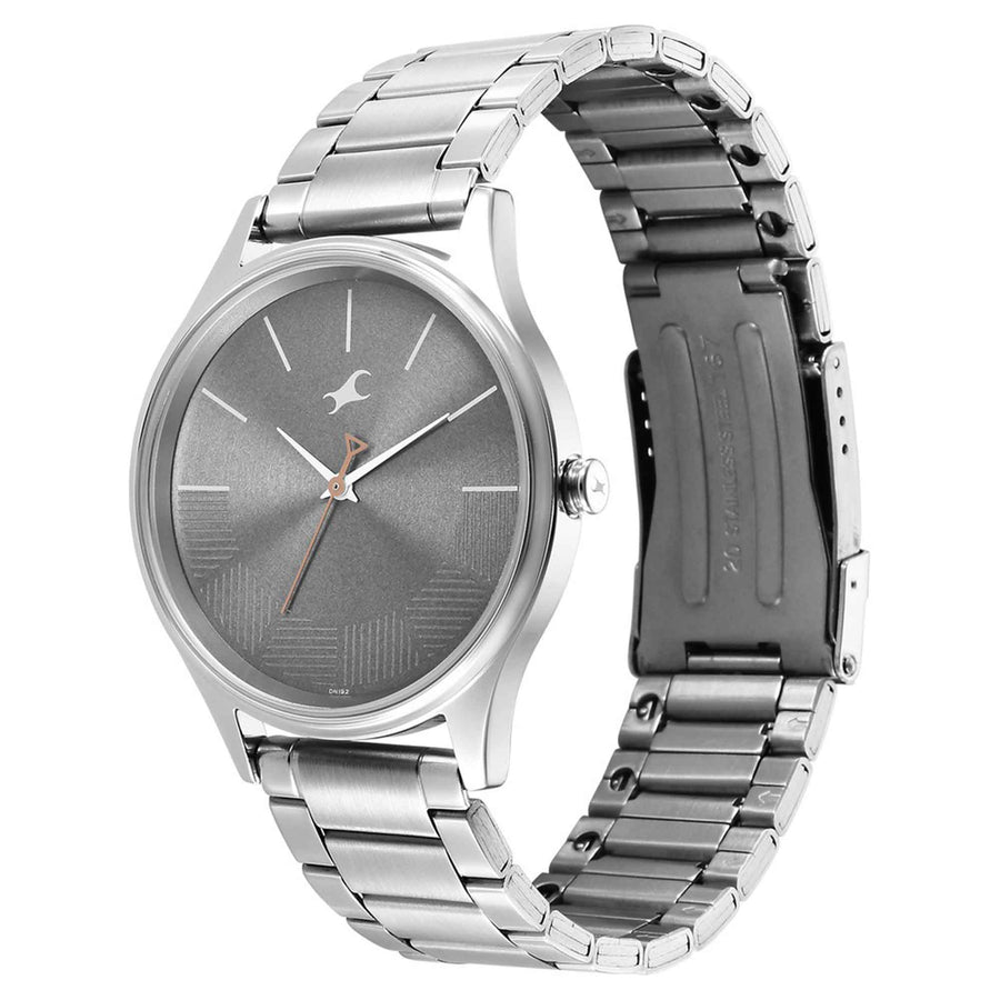 Fastrack Stunners Quartz Analog Grey Dial Metal Strap Watch for Guys