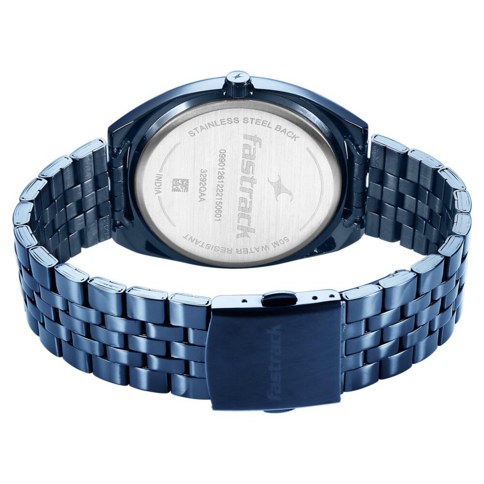 Fastrack Snob X Blue Dial Metal Strap Watch for Guys