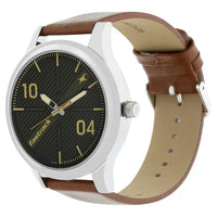 Fastrack Quartz Analog Black Dial Leather Strap Watch for Guys