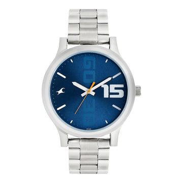 Fastrack Bold Quartz Analog Blue Dial Stainless Steel Strap Watch for Guys