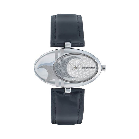 Fastrack Quartz Analog Silver Dial Leather Strap Watch for Girls