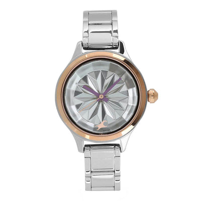 Fastrack Quartz Analog White Dial Metal Strap Watch for Girls