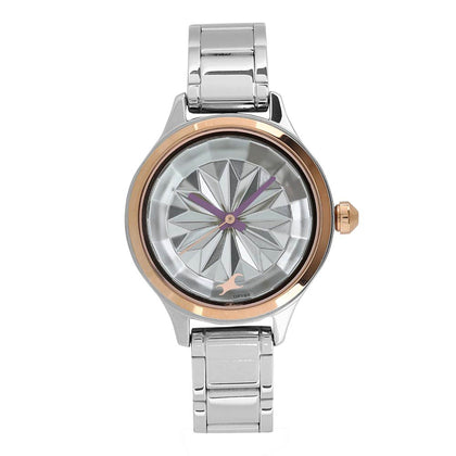 Fastrack Quartz Analog White Dial Metal Strap Watch for Girls