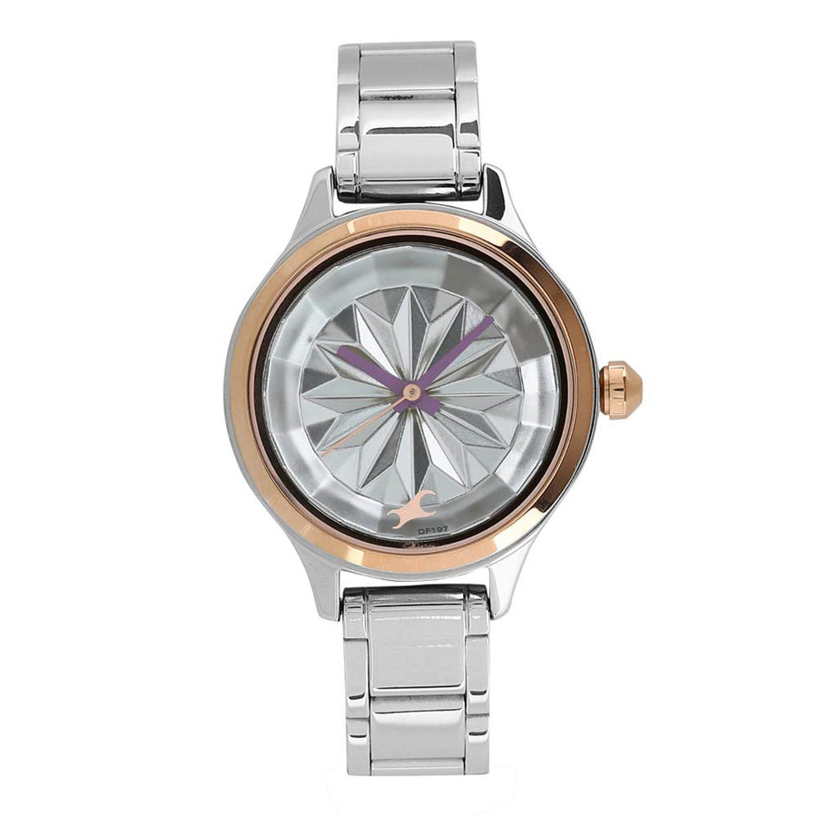Fastrack Quartz Analog White Dial Metal Strap Watch for Girls