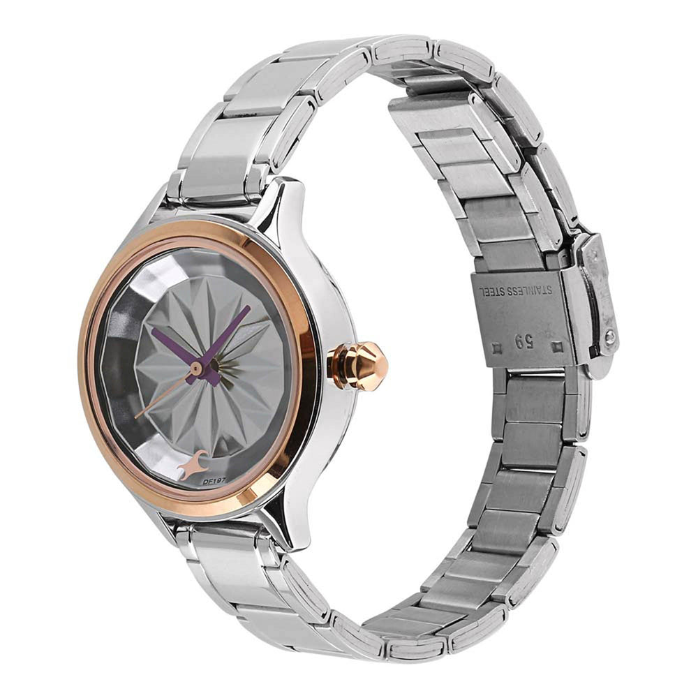 Fastrack Quartz Analog White Dial Metal Strap Watch for Girls