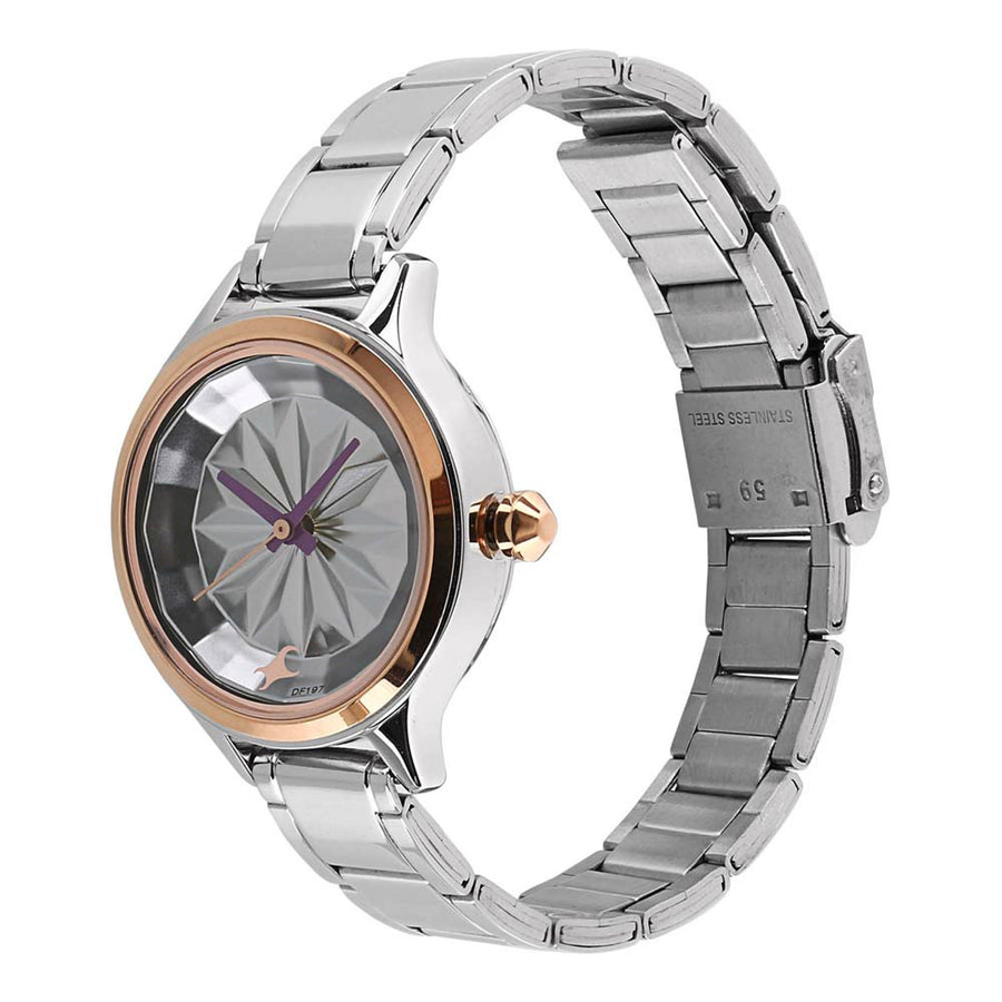 Fastrack Quartz Analog White Dial Metal Strap Watch for Girls