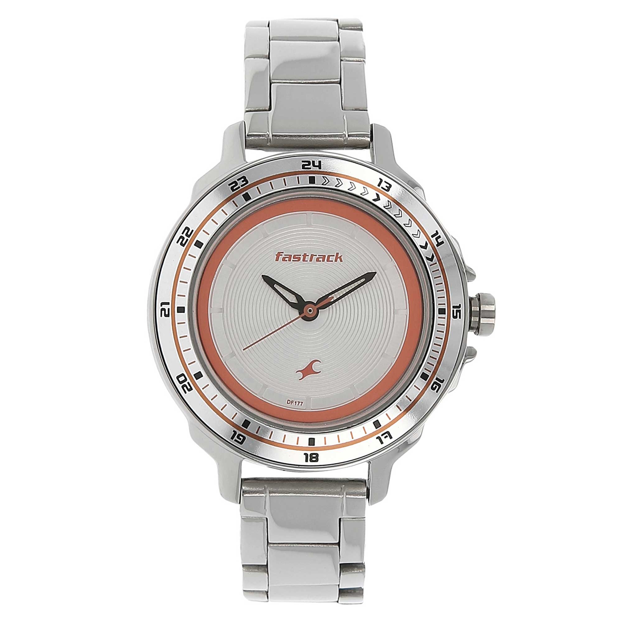 Fastrack Quartz Analog Silver Dial Stainless Steel Strap Watch for Girls