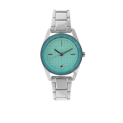Fastrack Quartz Analog Green Dial Stainless Steel Strap Watch for Girls
