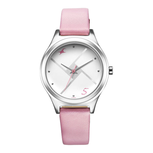 Fastrack Stunners Silver Dial Leather Strap Watch for Girls