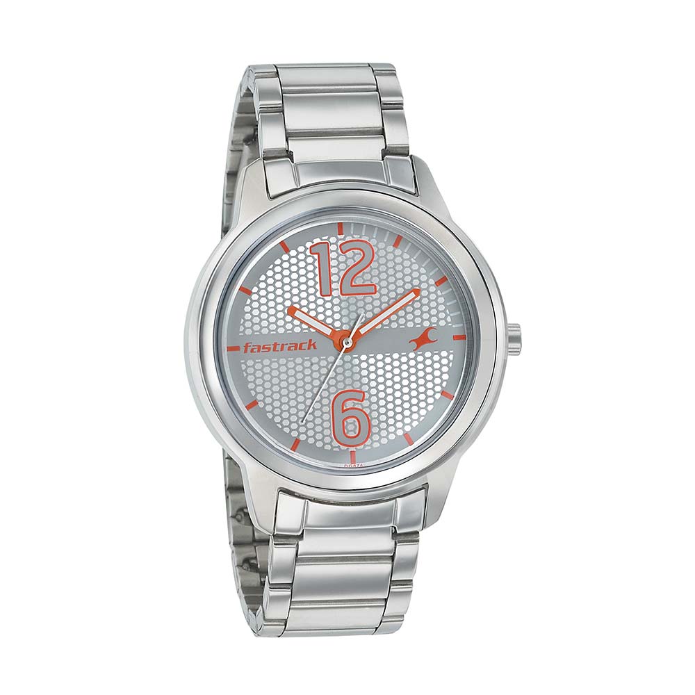 Fastrack Loopholes Quartz Analog White Dial Stainless Steel Strap Watch for Girls