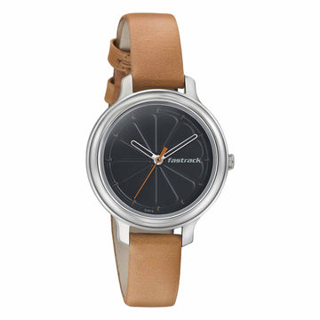 Fastrack Quartz Analog Black Dial Leather Strap Watch for Girls