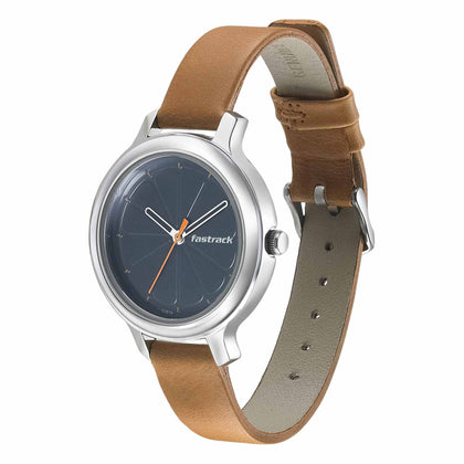 Fastrack Quartz Analog Black Dial Leather Strap Watch for Girls
