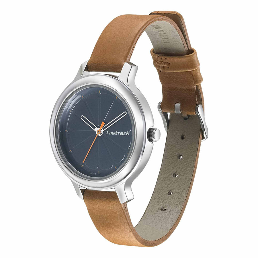 Fastrack Quartz Analog Black Dial Leather Strap Watch for Girls