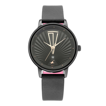 Fastrack Fastrack Ruffles Quartz Analog with Date Black Dial Leather Strap Watch for Girls