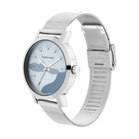 Fastrack Bare Basics Quartz Analog Blue Dial Stainless Steel Strap Watch for Girls