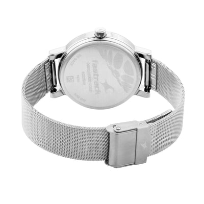 Fastrack Bare Basics Quartz Analog Blue Dial Stainless Steel Strap Watch for Girls