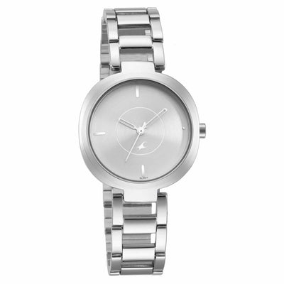 Fastrack Stunners Quartz Analog Silver Dial Metal Strap Watch for Girls
