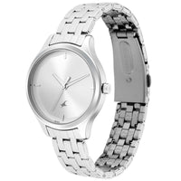 Fastrack Stunners Quartz Analog Silver Dial Metal Strap Watch for Girls