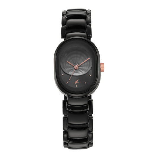 Fastrack Uptown Retreat Quartz Analog Black Dial Metal Strap Watch for Girls