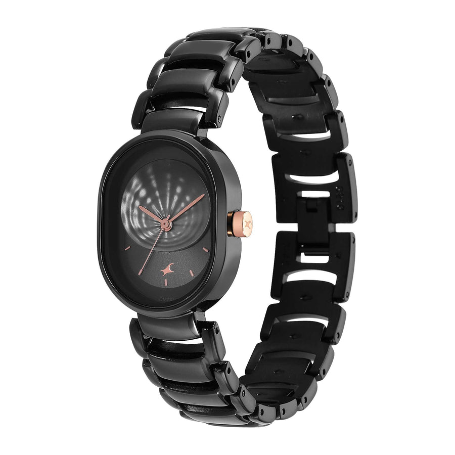 Fastrack Uptown Retreat Quartz Analog Black Dial Metal Strap Watch for Girls