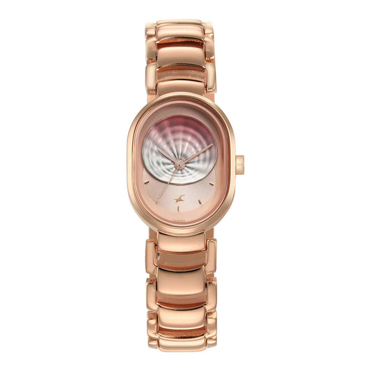 Fastrack Uptown Retreat Quartz Analog Pink Dial Metal Strap Watch for Girls