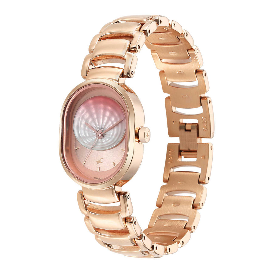 Fastrack Uptown Retreat Quartz Analog Pink Dial Metal Strap Watch for Girls