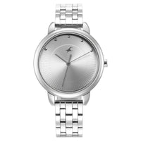 Fastrack Stunners Quartz Analog Silver Dial Metal Strap Watch for Girls