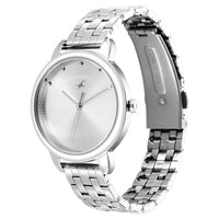 Fastrack Stunners Quartz Analog Silver Dial Metal Strap Watch for Girls