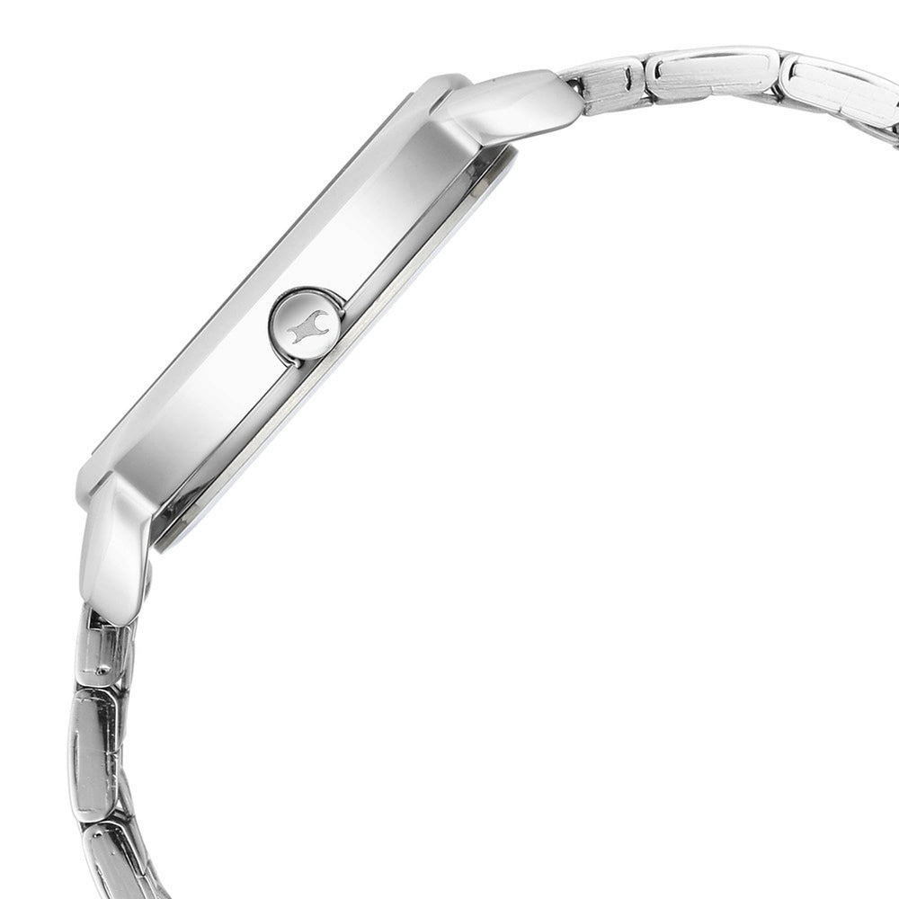 Fastrack Stunners Quartz Analog Silver Dial Metal Strap Watch for Girls