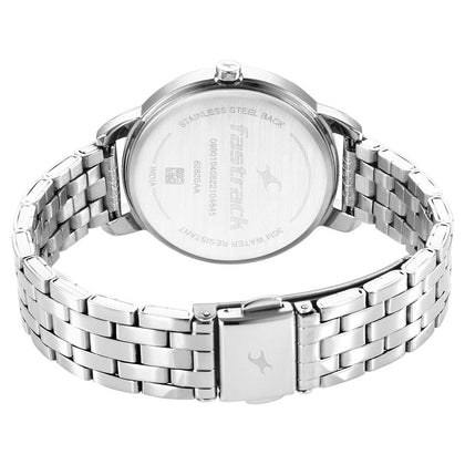 Fastrack Stunners Quartz Analog Silver Dial Metal Strap Watch for Girls