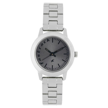 Fastrack Fundamentals Quartz Analog Grey Dial Stainless Steel Strap Watch for Girls