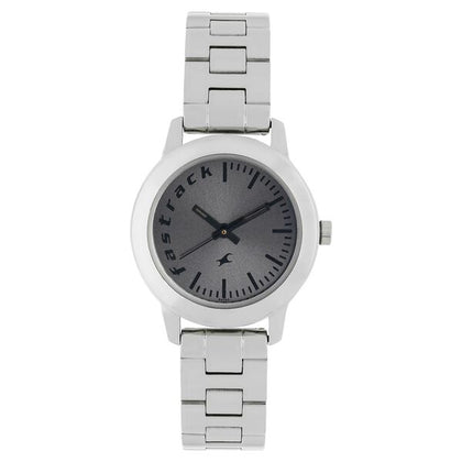 Fastrack Fundamentals Quartz Analog Grey Dial Stainless Steel Strap Watch for Girls
