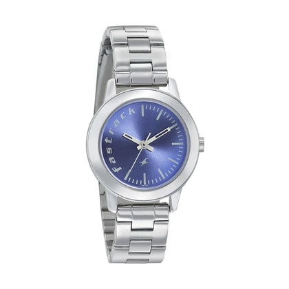 Fastrack Fundamentals Quartz Analog Blue Dial Stainless Steel Strap Watch for Girls