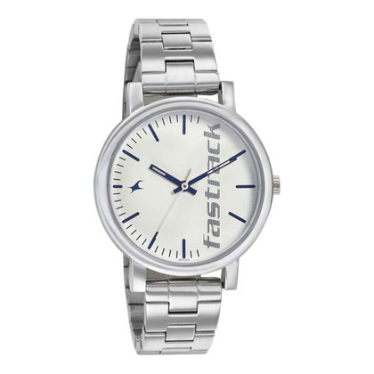 Fastrack Quartz Analog White Dial Stainless Steel Strap Watch for Girls