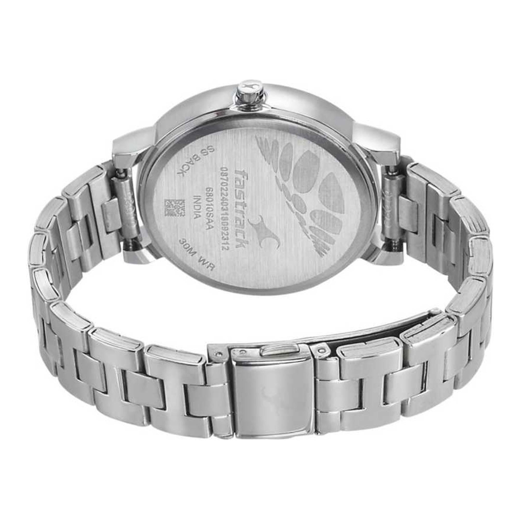 Fastrack Quartz Analog White Dial Stainless Steel Strap Watch for Girls