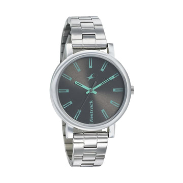 Fastrack Fundamentals Quartz Analog Grey Dial Stainless Steel Strap Watch for Girls