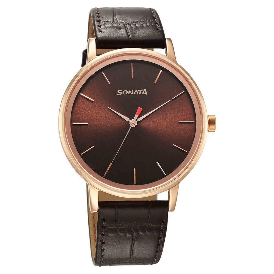 Sonata Utsav Quartz Analog Brown Dial Watch for Men