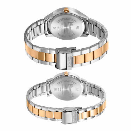 Sonata Quartz Analog with Date Black Dial Metal Strap Watch for Couple