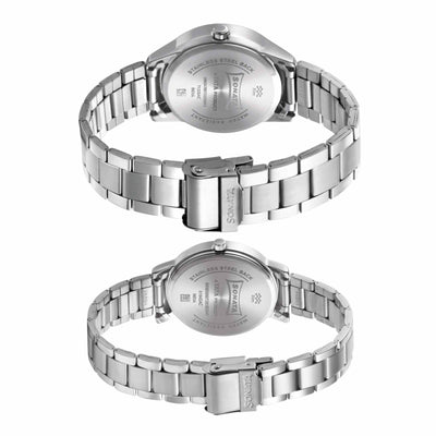 Sonata Quartz Analog with Date Blue Dial Metal Strap Watch for Couple