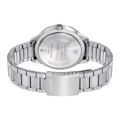Sonata Quartz Analog with Day and Date White Dial Metal Strap Watch for Men