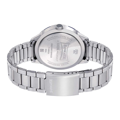 Sonata Quartz Analog with Day and Date White Dial Metal Strap Watch for Men