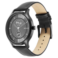 Sonata Quartz Multifunction Grey Dial Leather Strap Watch for Men