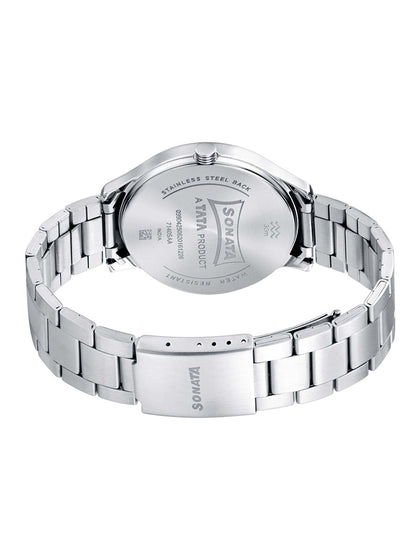 Sonata Quartz Analog Silver Dial Metal Strap Watch for Men
