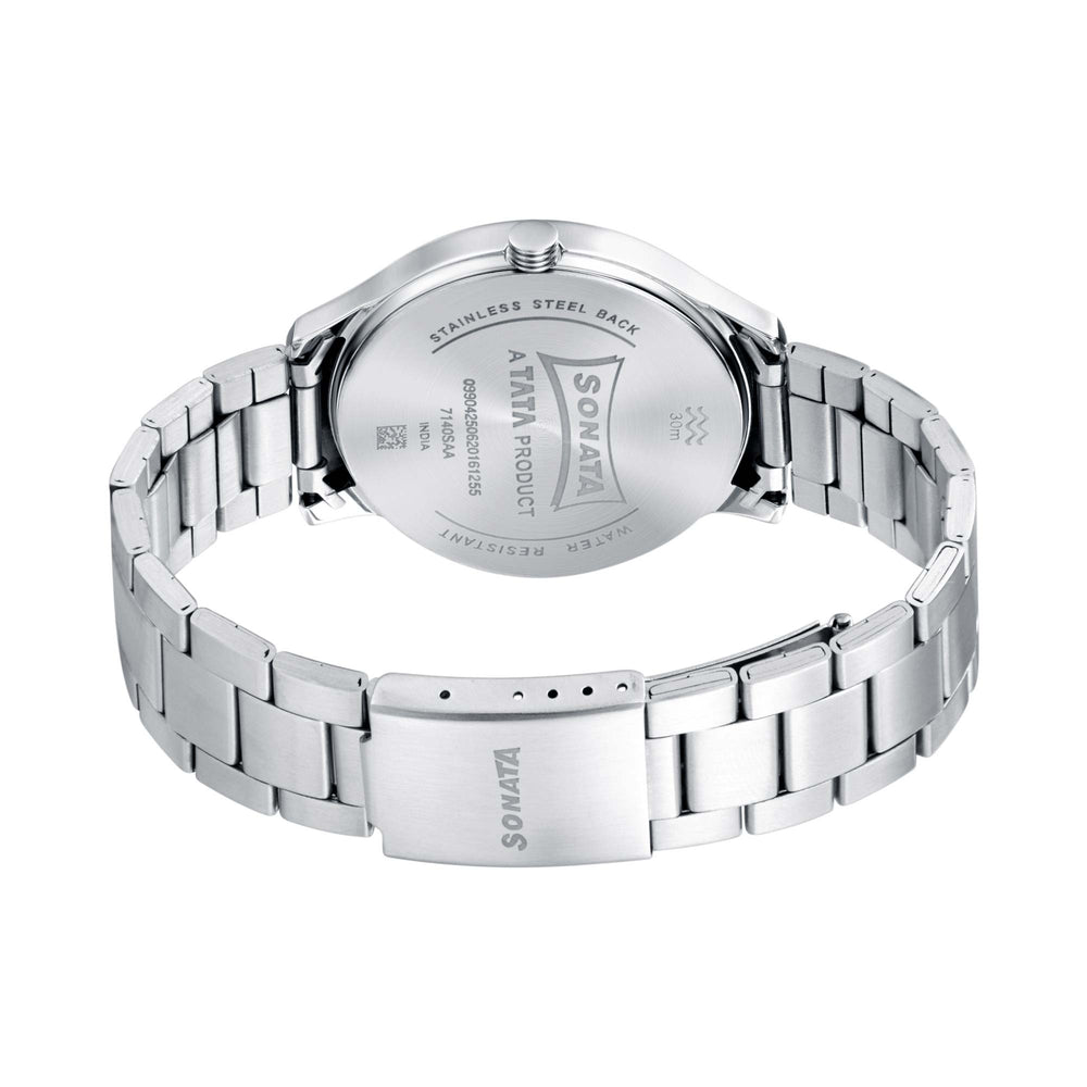 Sonata Quartz Analog Blue Dial Metal Strap Watch for Men