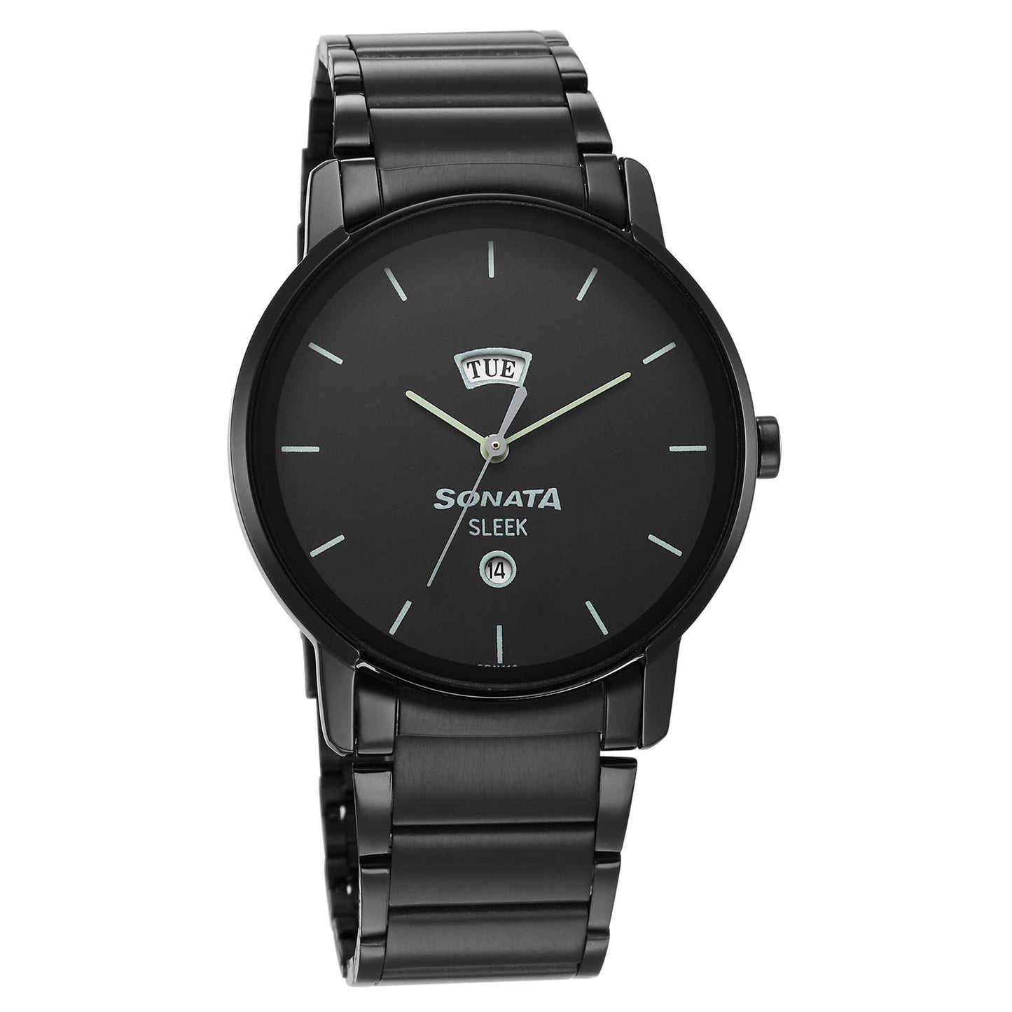 Sleek Black Dial Analog with Day and Date Watch for Men